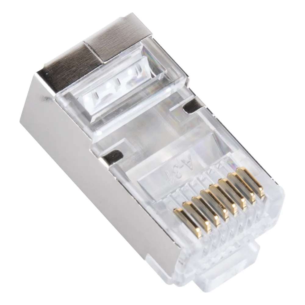 Bote con 100 Plugs Pass Through RJ45 Cat6 Blindado Chapado de Oro a 30 Micras para Durabilidad Extrema – vista 3