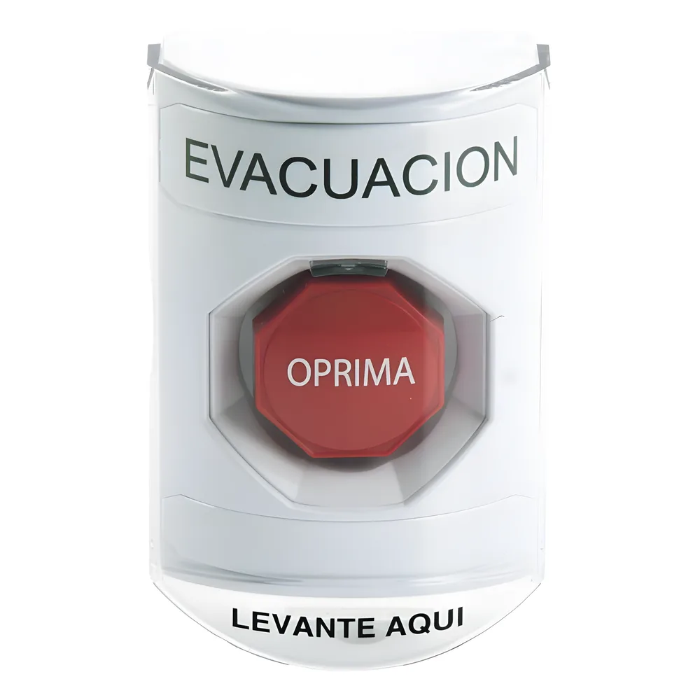 Botón de Evacuación, Cubierta de Policarbonato Súper Resistente de Superficie con Espaciador, Restablecimiento con Llave, Con Bocina de Advertencia – vista 2
