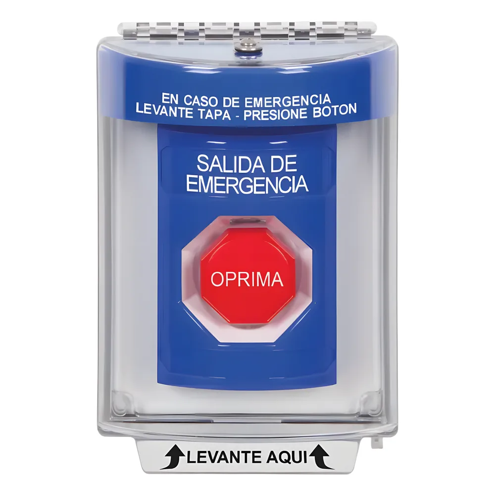 Botón Multipropósito, Salida De Emergencia, Reset Neumático, Sin Bocina , Texto En Español, Tapa De Policarbonato, 2 Relevadores forma C, Interior y Exterior