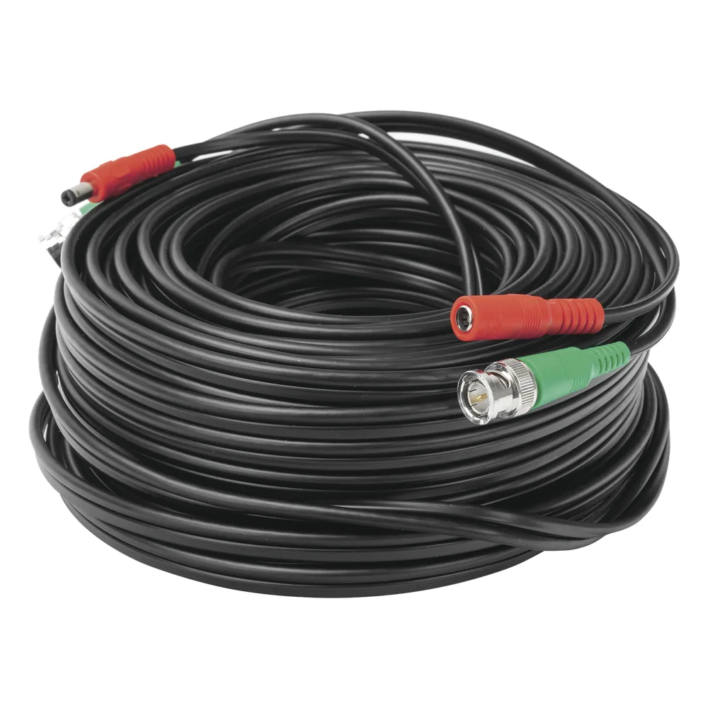 Cable Coaxial (BNC RG59) + Alimentación / SIAMES / 30 Metros (98.43 Pies) / 100% COBRE / Para Cámaras 4K / Uso Interior y Exterior