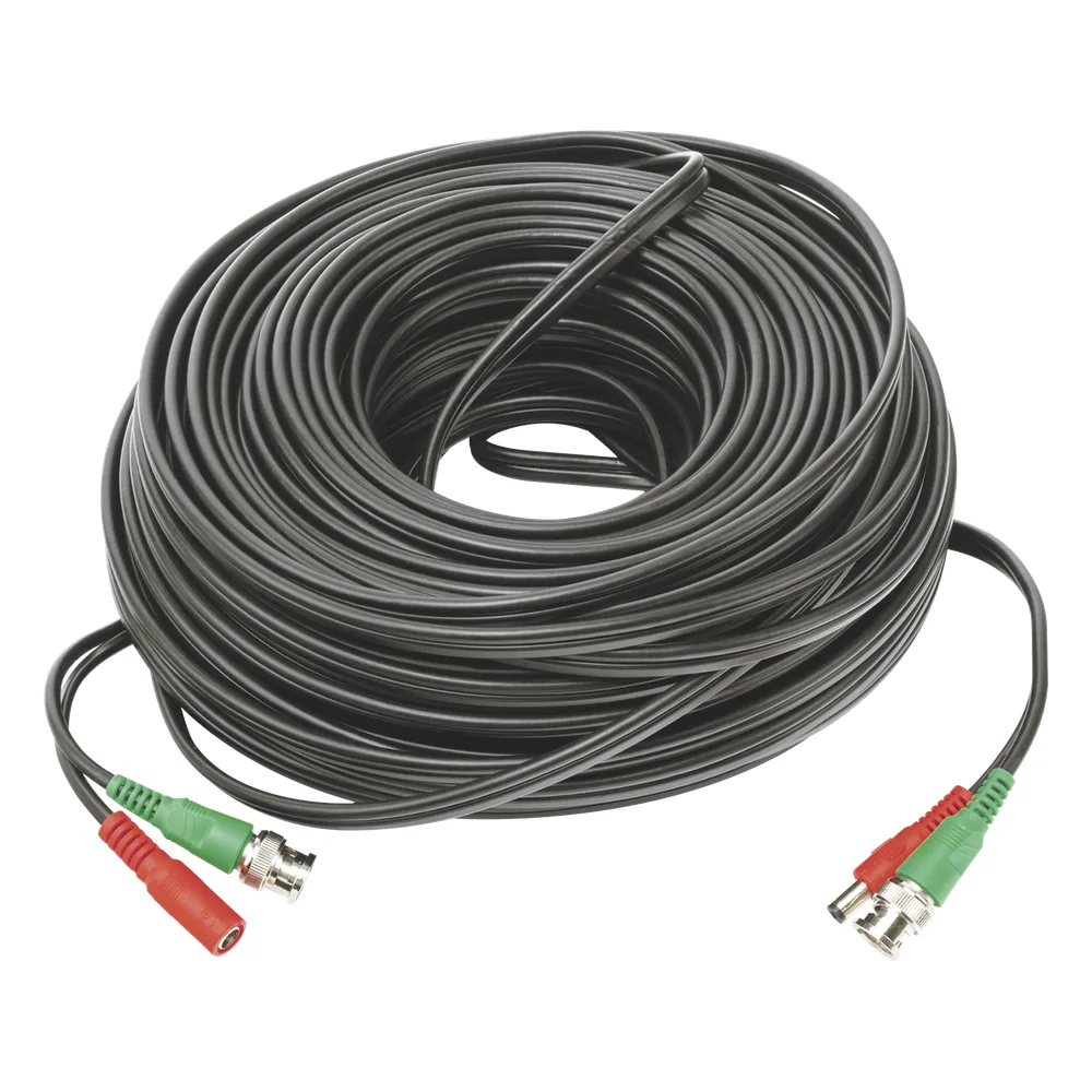 Cable Coaxial (BNC RG59) + Alimentación / SIAMES / 50 Metros (164 Pies) / 100% COBRE / Para Cámaras 4K / Uso Interior y Exterior