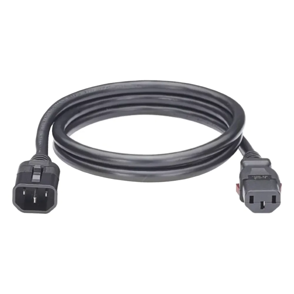Cable de Alimentación Eléctrica Con Bloqueo de Seguridad, de IEC C14 a IEC C13, 1.2 Metros de Largo, Color Negro, 1 Pieza – vista 2