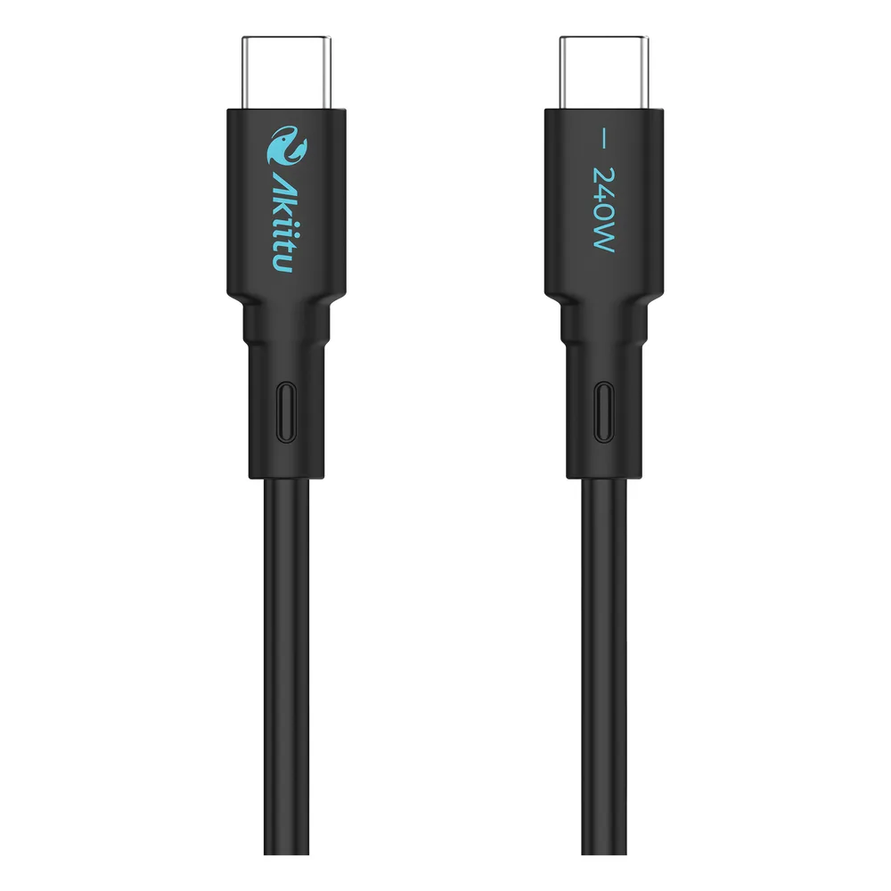 Cable de Carga USB-C a C / 1 Metro (3.28 Pies) / Magnético / Tecnología GaN (Nitruro de Galio) / Fast-Charging / Potencia 240W / Velocidad Transferencia 480 Mbps / Material / Conector Aluminio Anodizado