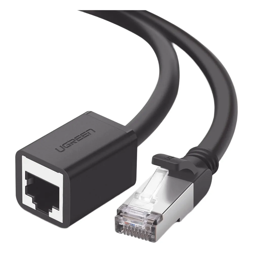 Cable de Extensión Cat6 RJ45 F/UTP / Macho a Hembra / 1m / Método de conexión 568B / Velocidad de transmisión 1000Mbps / Ancho de banda del canal 250MHz /Caja de Cobre / Negro