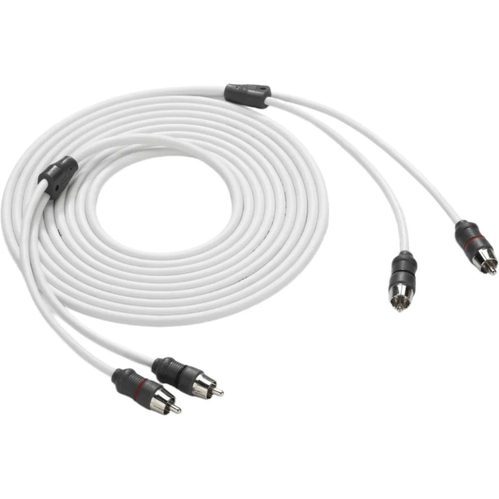 Cable de Interconexión de Audio Náutico / 2 Canales / Longitud 3.66 m (12 ft) / Conectores RCA Macho / Cobre OFC / Par Trenzado / Cubierta PVC / Uso Marino