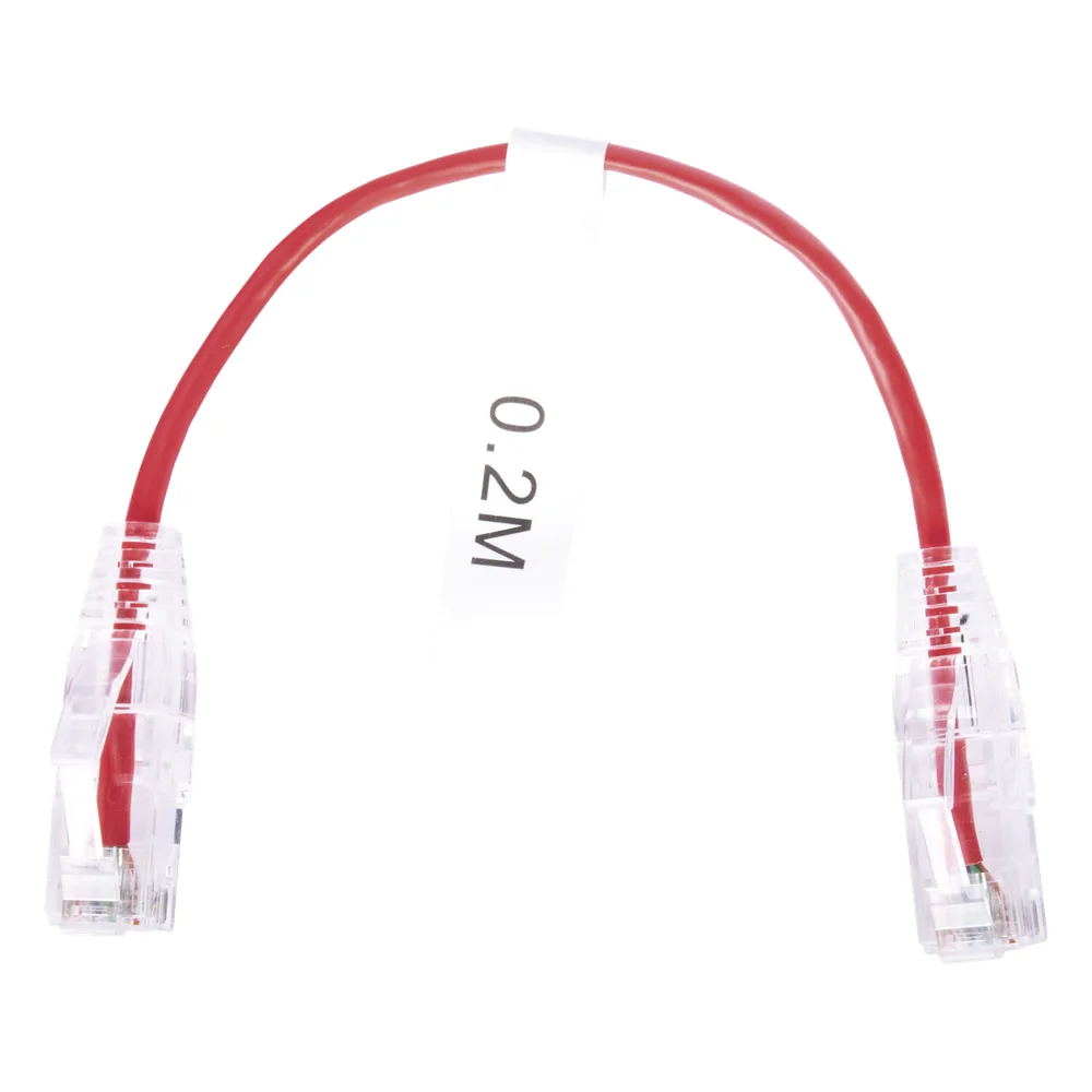Cable de Parcheo Slim UTP Cat6 - 20 cm (7.87 Pulgadas) Rojo Diámetro Reducido (28 AWG)