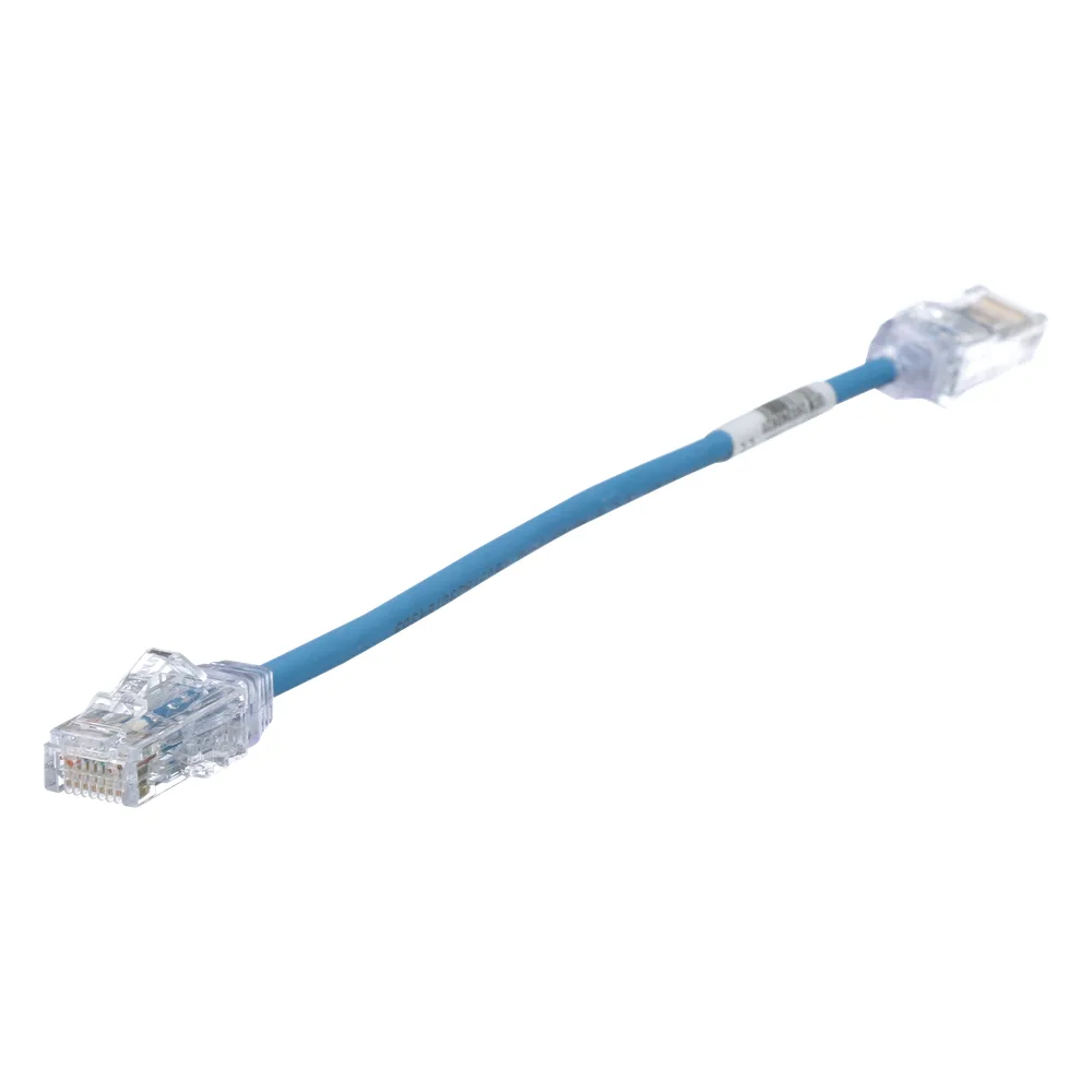Cable de Parcheo TX6, UTP Cat6, Diámetro Reducido (28AWG), Color Azul, 20.2 cm (8 Pulgadas)