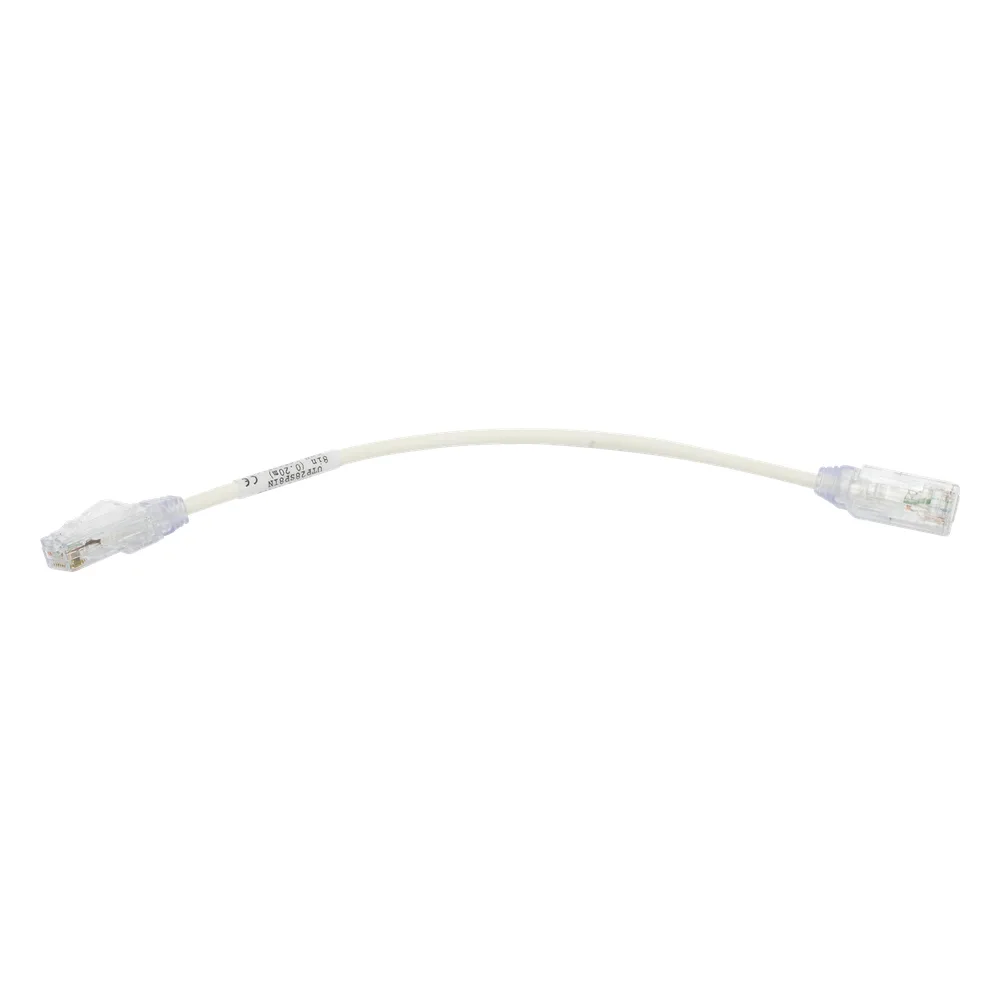 Cable de Parcheo TX6, UTP Cat6, Diámetro Reducido (28AWG), Color Blanco, 20.32 cm (8 Pulgadas)