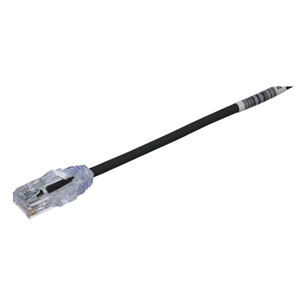 Cable de Parcheo TX6, UTP Cat6, Diámetro Reducido (28AWG), Color Negro, 20 cm (7.87 pulgadas)