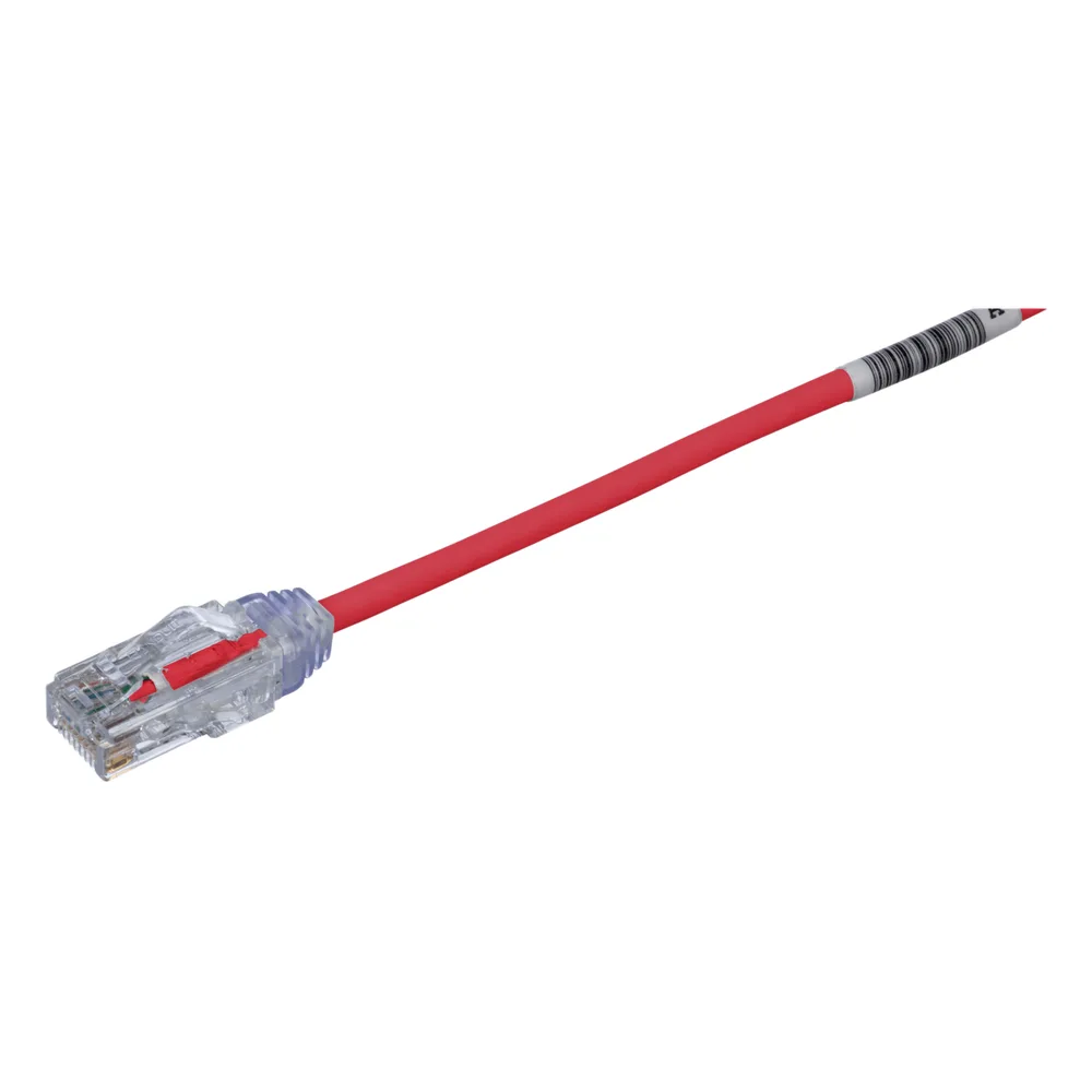 Cable de Parcheo TX6, UTP Cat6, Diámetro Reducido (28AWG), Color Rojo, 4.57 Metros (15 Pies)