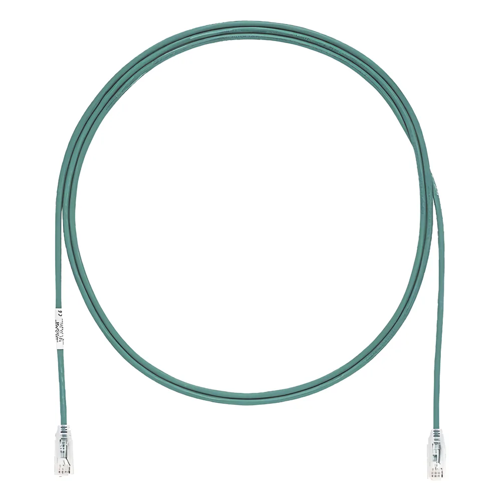 Cable de Parcheo TX6, UTP Cat6, Diámetro Reducido (28AWG), Color Verde, 6.1 Metros (20 Pies)