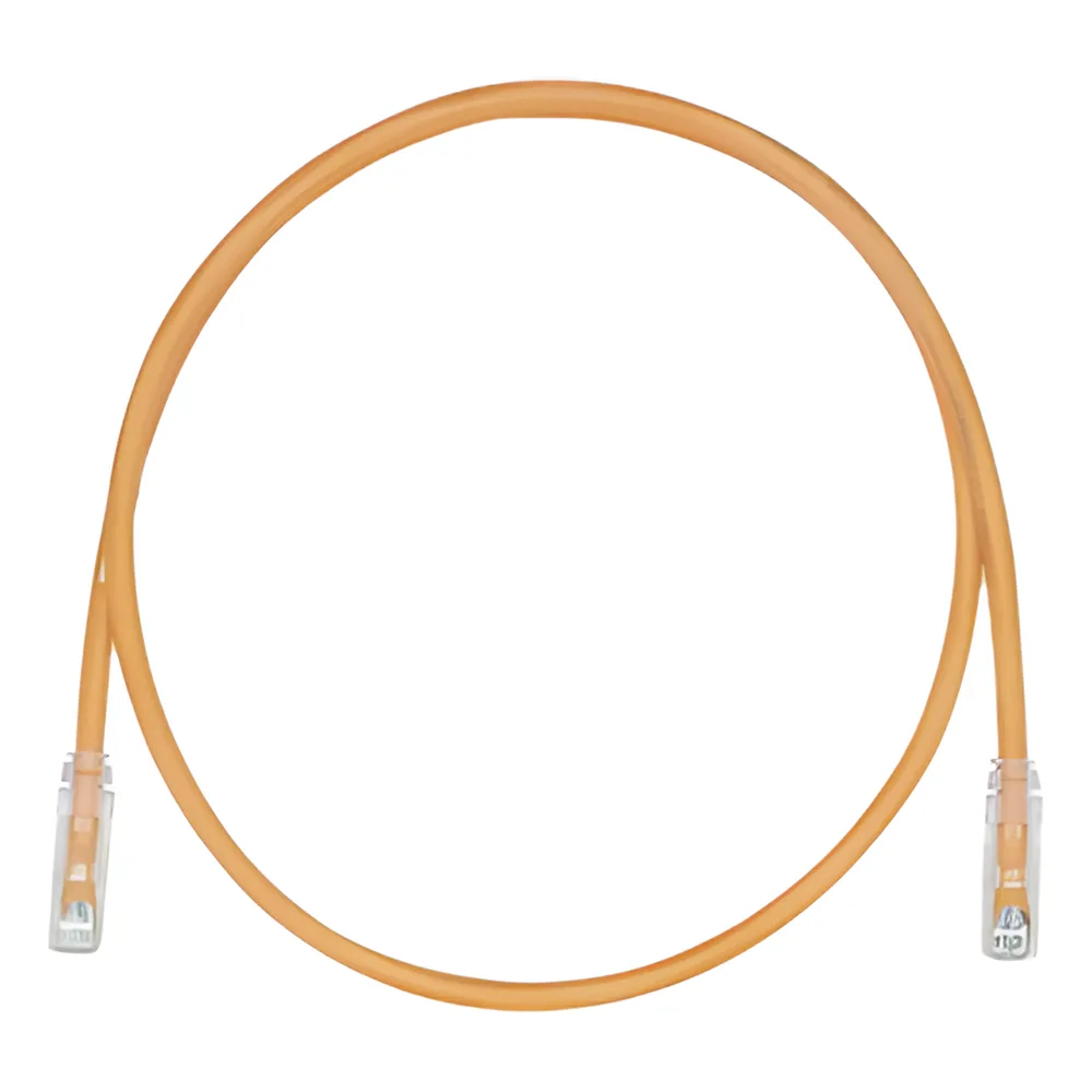 Cable de Parcheo, UTP Cat5e, Diámetro Reducido (28AWG), Color Naranja, 0.30 Metros (1 Pie)