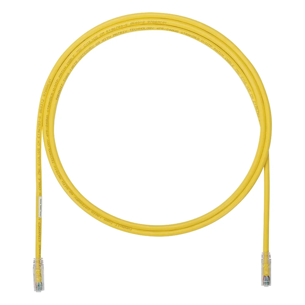 Cable de Parcheo UTP, Cat6A, 24 AWG, CM, Color Amarillo, 5.49 Metros (18 Pies)