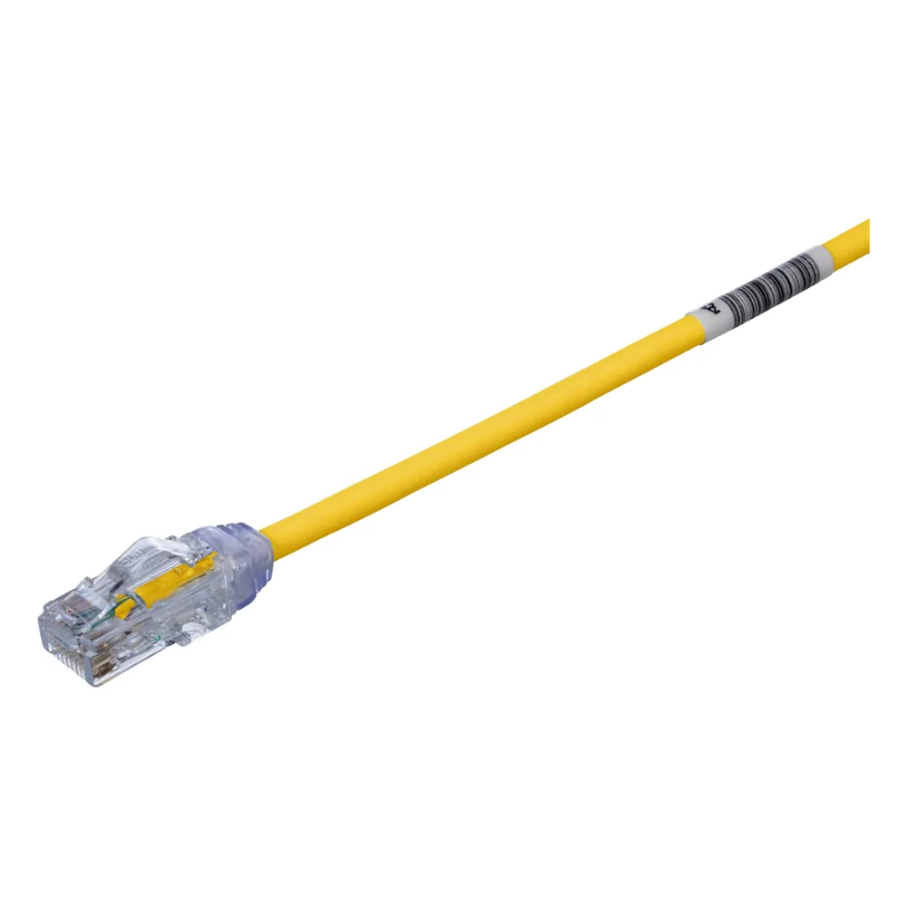 Cable de Parcheo UTP Cat6A, CM/LSZH, Diámetro Reducido (28AWG), Color Amarillo, 0.3 Metros (1 Pie)