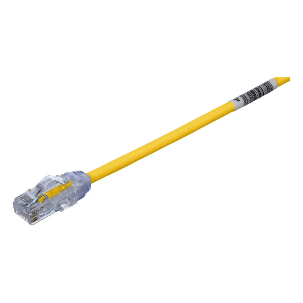 Cable de Parcheo UTP Cat6A, CM/LSZH, Diámetro Reducido (28AWG), Color Amarillo, 0.61 Metros (2 Pies)