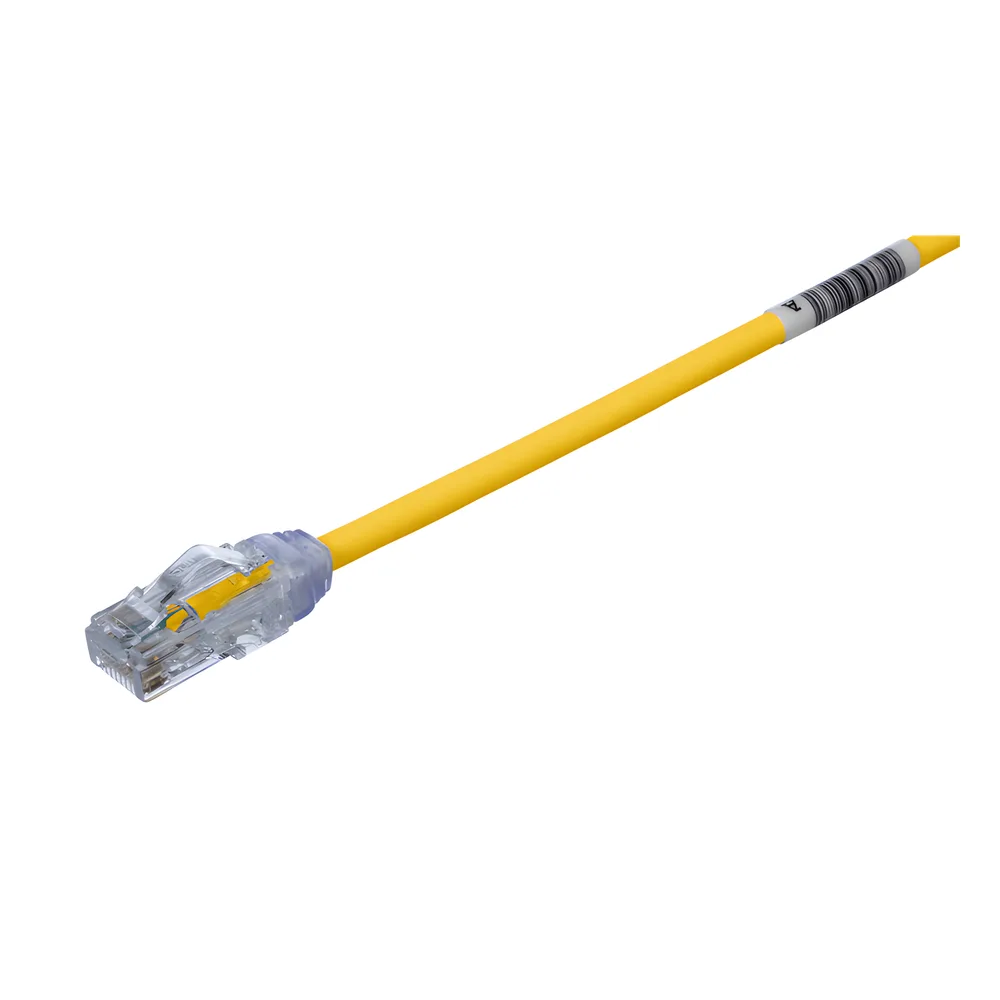 Cable de Parcheo UTP Cat6A, CM/LSZH, Diámetro Reducido (28AWG), Color Amarillo, 4.57 Metros (15 Pies)