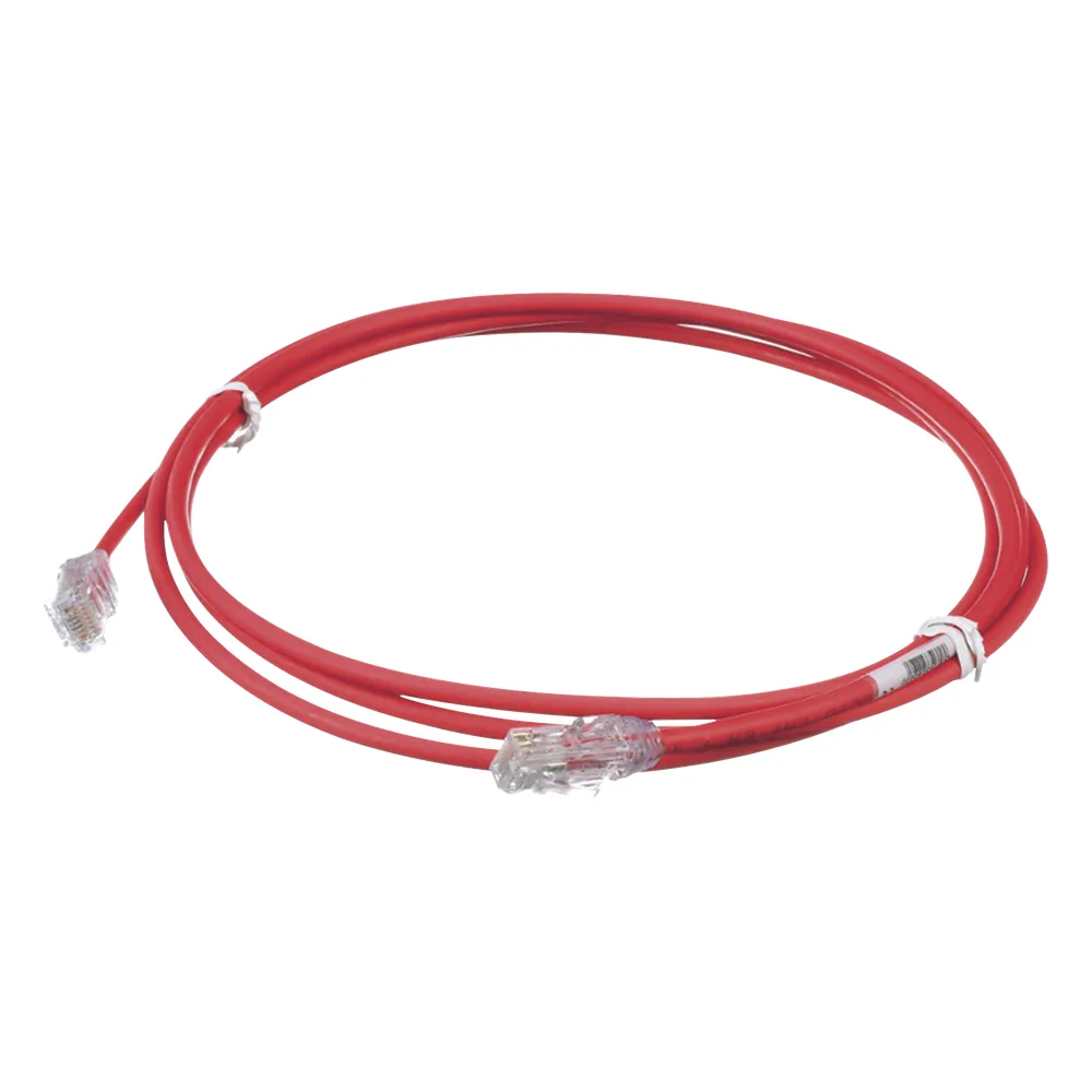 Cable de Parcheo UTP Cat6A, CM/LSZH, Diámetro Reducido (28AWG), Color Rojo, 2.13 Metros (7 Pies)
