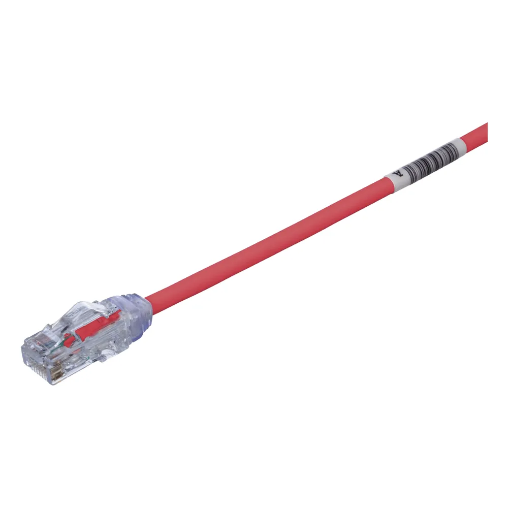 Cable de Parcheo UTP Cat6A, CM/LSZH, Diámetro Reducido (28AWG), Color Rojo, 3.05 Metros (10 Pies)