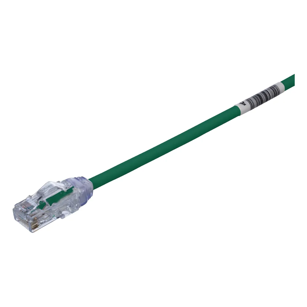 Cable de Parcheo UTP, Cat6A, Diámetro Reducido (28 AWG), CM/LSZH, Color Verde, 20.3 cm (8 Pulgadas)