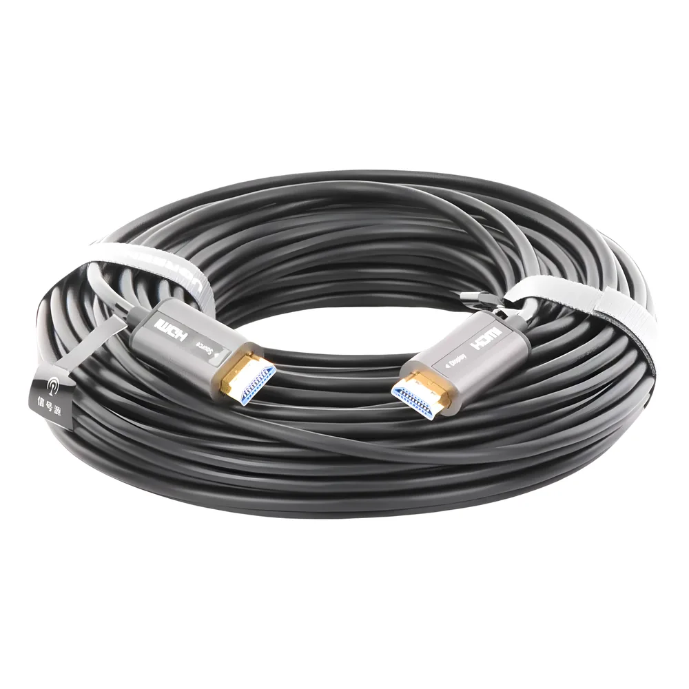 Cable HDMI de 30 Metros (98.43 Pies) por Fibra Óptica 4K@60Hz | Fibra de 4 Núcleos + Cobre EstaÑado de 7 Núcleos | Compatible con HDMI 2.0 | Alta Velocidad 18 Gbps | 3D | HDR | Carcasa de Zinc | Premium | 2 AÑos de GarantÍa – vista 3