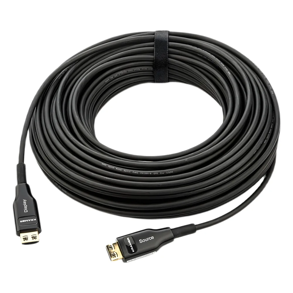Cable Optico HDMI Híbrido | 4K@60Hz 18 Gbps | 20 m | Fibra OM3 + Cobre | LSHF | Bañado Oro 24K | HDCP 2.2 | HDR | ARC | CEC