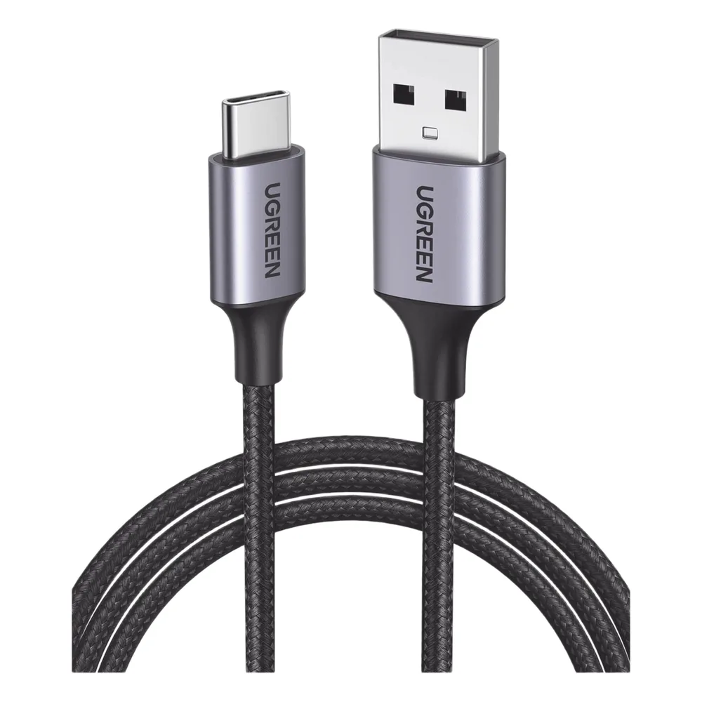 Cable USB-A a USB-C | 2 Metros (6.56 Pies) | Transferencia de Datos de 480 Mbps | Carga Rápida | QC 4.0/3.0/2.0 | FPC | AFC | Protección Integrada | Caja de Aluminio | Nylon Trenzado | Color Negro