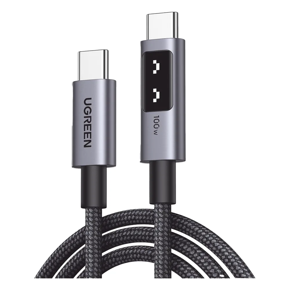 Cable USB-C a USB-C | 1 Metro | Carga Rápida de hasta 100W | Transferencia de datos 480 Mbps | PD3.0 | QC4.0/3.0/2.0 | FPC | AFC | Protección Integrada| Caja de Aluminio | Nylon Trenzado | Amplia Compatibilidad | Color Negro.