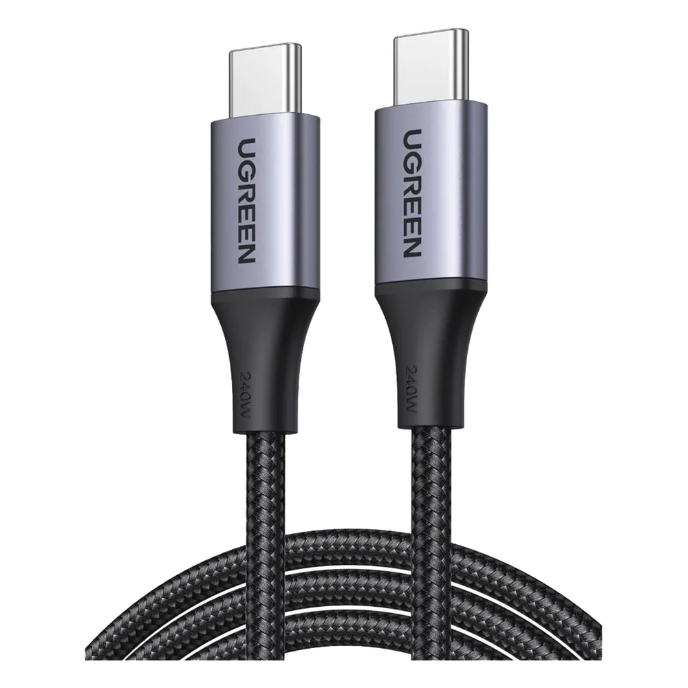 Cable USB-C a USB-C | 2 Metros | Potencia de Carga 240W | 48V/5A | PD3.1 /3.0 | 480 Mbps | Chip E-Market | Carcasa de Aluminio | Nylon Trenzado.