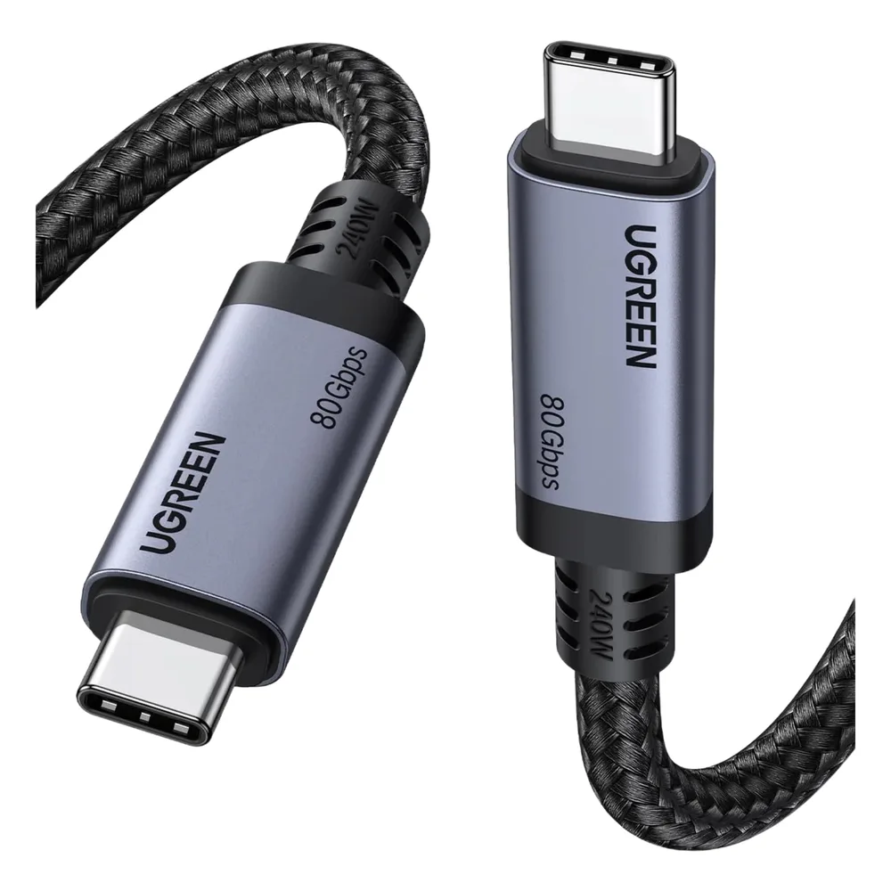 Cable USB-C Thunderbolt 5 / 80 Gbps Bidireccional / 120 Gbps Unidireccional / 1 m (3.28 ft) / 24 Pines / E-Marker IP2133H / 5A Máximo / Aluminio + Cobre Blindado