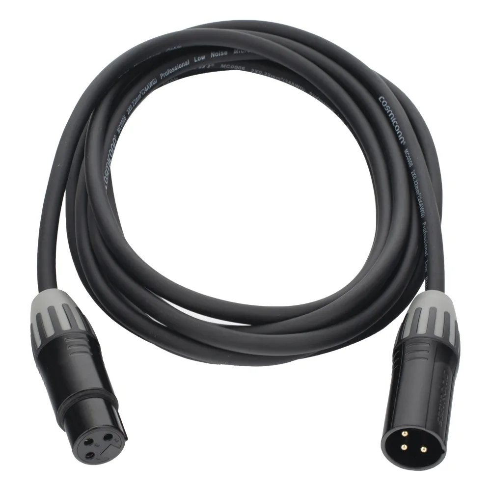 Cable XLR | 3 polos | Conector Hembra-Macho | Serie M | Carcasa Negra | Contactos Dorados | Ideal para Microfonía | Longitud 3m – vista 2