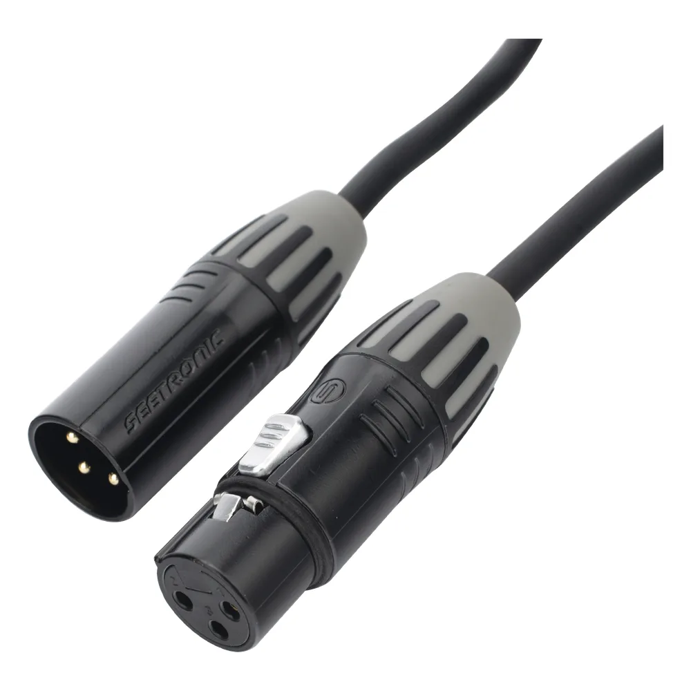 Cable XLR | 3 polos | Conector Hembra-Macho | Serie M | Carcasa Negra | Contactos Dorados | Ideal para Microfonía | Longitud 5m