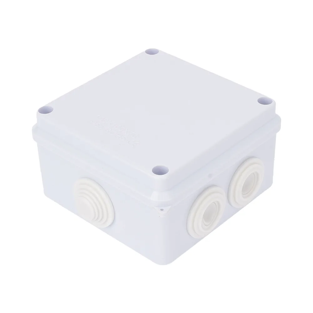 Caja de Conexiones Impermeable IP65 con 7 Entradas / 100 x 100 x 70 mm (3.9 x 3.9 x 2.8 in) / Resiste Agua y Polvo / Incluye Tornillería para su Instalación