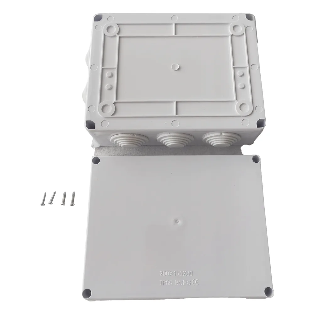 Caja de Derivación-Conexión para Exterior IP65 con 10 Entradas / 200 x 155 x 80 mm (7.9 x 6.1 x 3.1 in) / Sellado Seguro con Empaque + 4 Tornillos / Resiste Agua, Polvo y Sol Directo – vista 3