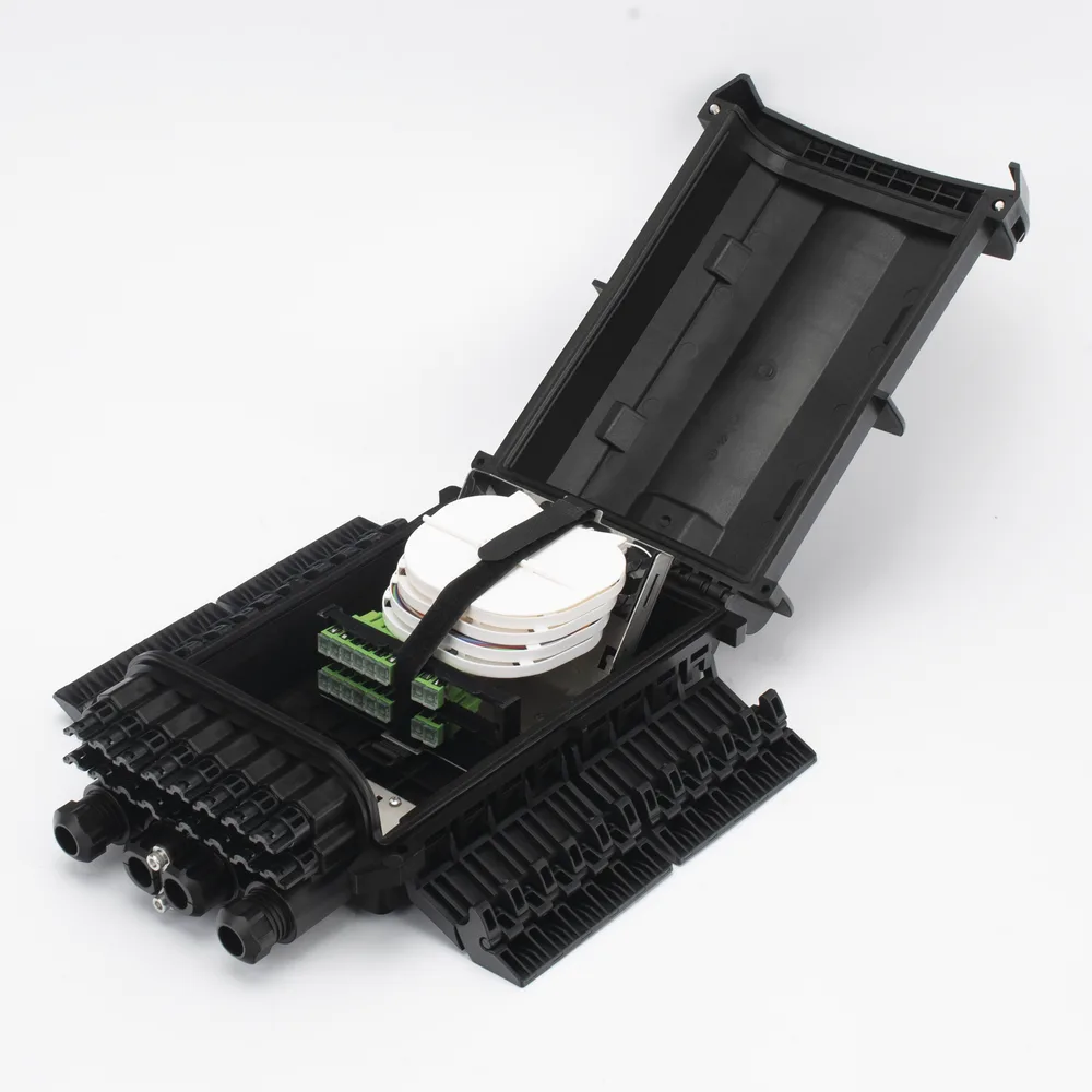Caja de Distribución de Fibra Óptica para 24 Empalmes con 16 Acopladores SC/APC. Enterrado Directo, IP68, Splitter 1x16 Incluido con Conectores SC/APC – vista 3