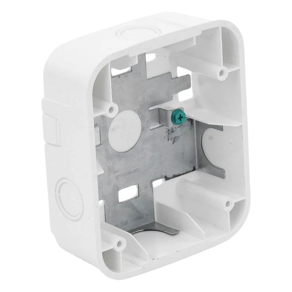 Caja de montaje en superficie para pared, color blanco, compatible con sirenas, estrobos y campanas, Serie L – vista 3