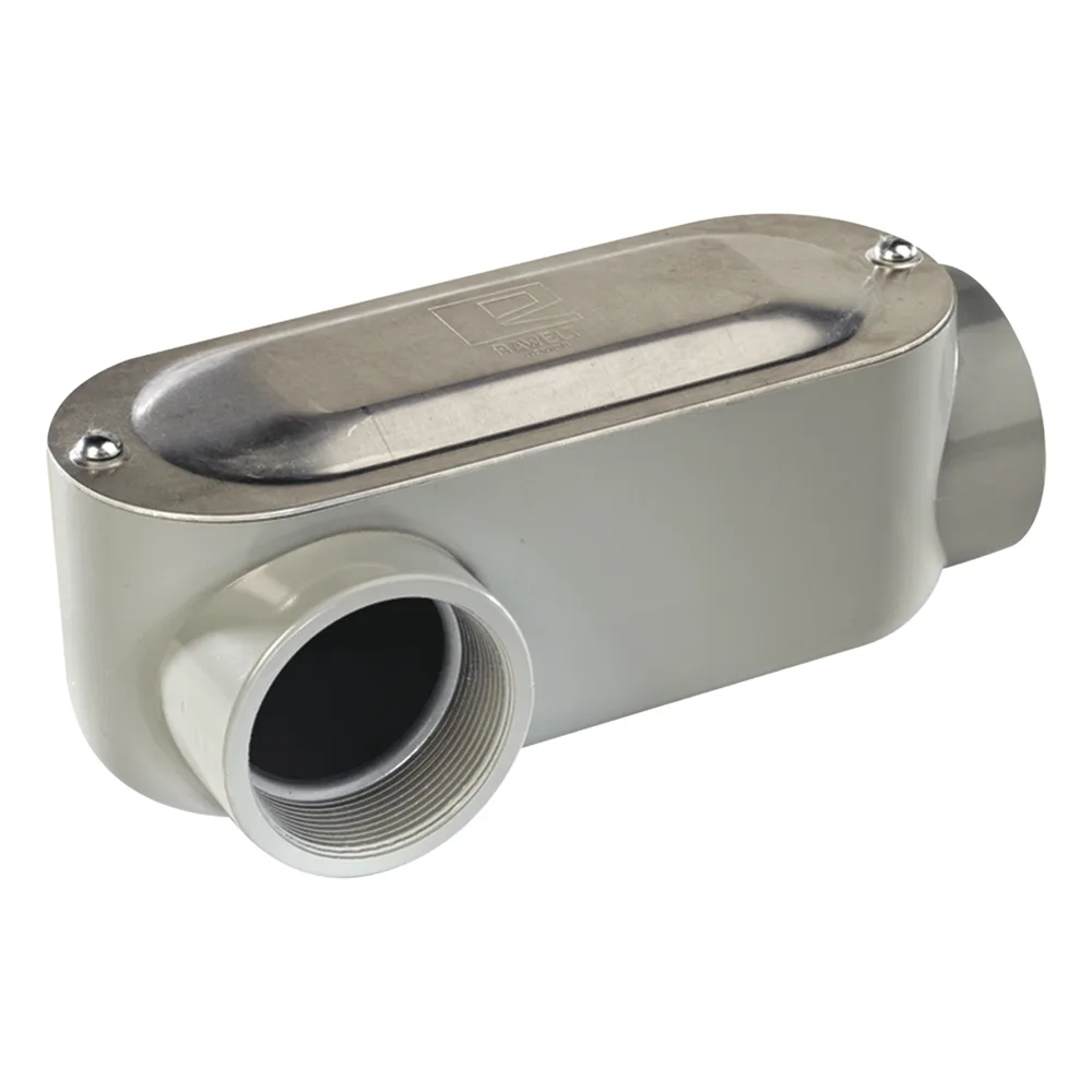 Caja oval roscada tipo LR de 2 1/2" larga (63.5 mm) Incluye tapa y tornillos.