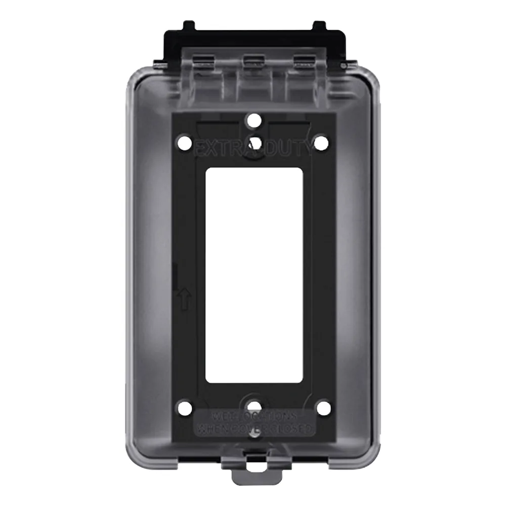 Caja Protectora de Contactos para Exterior / Policarbonato de Alto Impacto / Protección NEMA 3R / 127V 15A 60Hz / Tapa Transparente Base Negra / Resistente a Intemperie UV