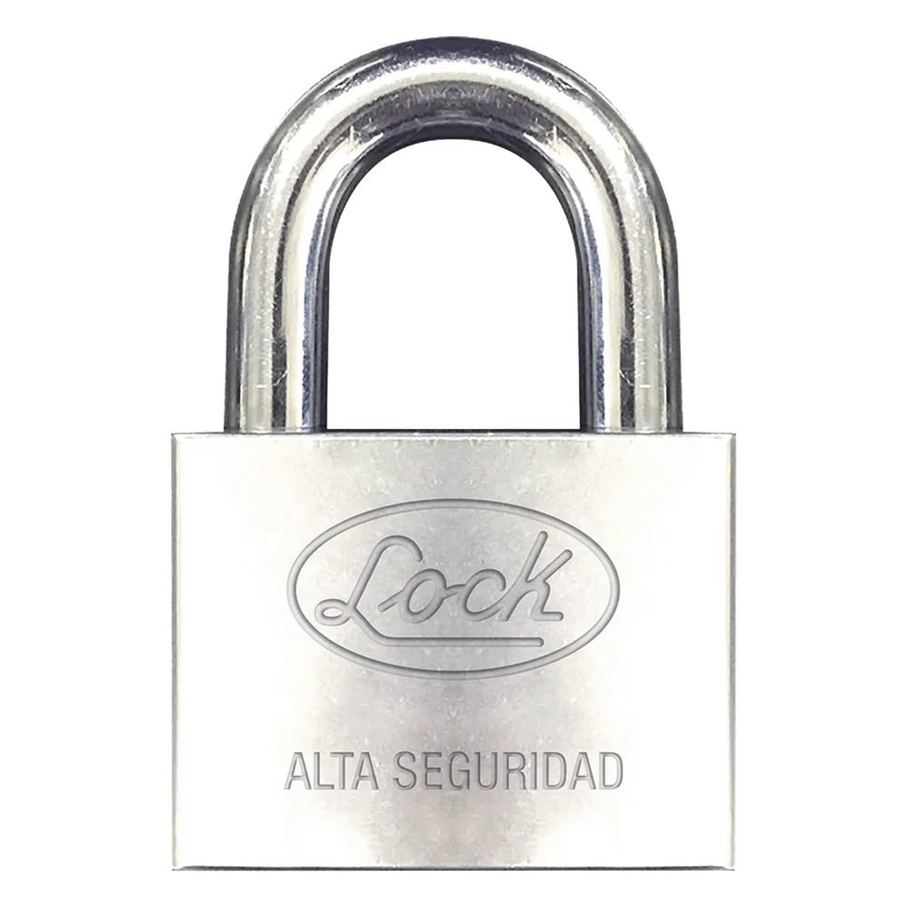 Candado de hierro alta seguridad con llave de disco/ Acabado Cromado/ Llaves Abloy/ Medida de Horquilla 34 mm.
