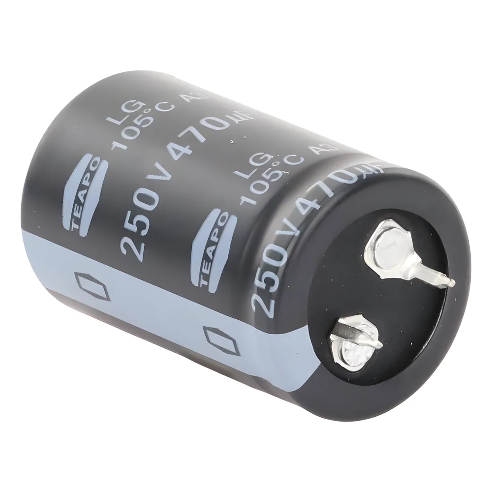Capacitor Electrolítico de Aluminio, Radial de 470 µFd, 250 Vcc, 105 °C, 25 x 40 mm. – vista 5