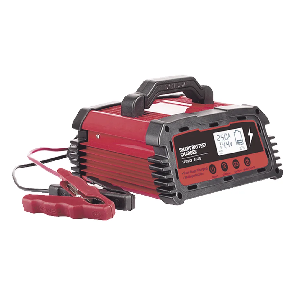 Cargador de Baterías / 12 o 24 Vcc / hasta 250 Ah / 25 A / Display LCD