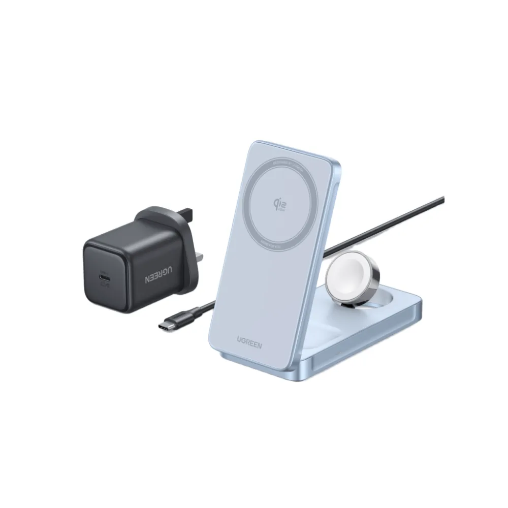 Cargador Inalámbrico Magnético 3-en-1 / Entrada 5V-12V / Salida 15W Máx / Carga Simultánea Teléfono-Reloj-Auriculares / Soporte Ajustable / Compatibilidad Qi – vista 2