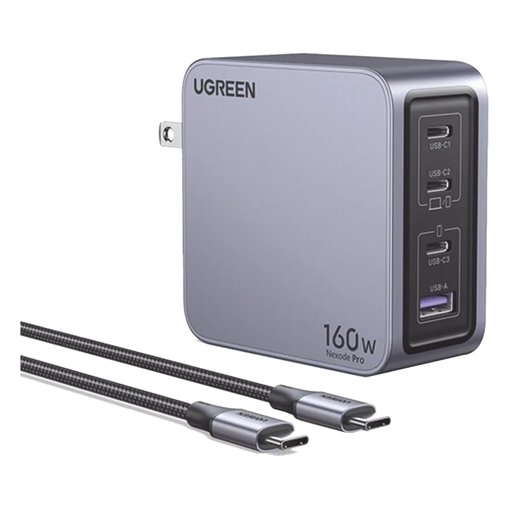 Cargador Rápido GaN / 160W Máximo / 3 USB-C + 1 USB-A / PD3.1 140W / PPS / UFCS / QC5 / Protecciones Múltiples / PC 94-V0