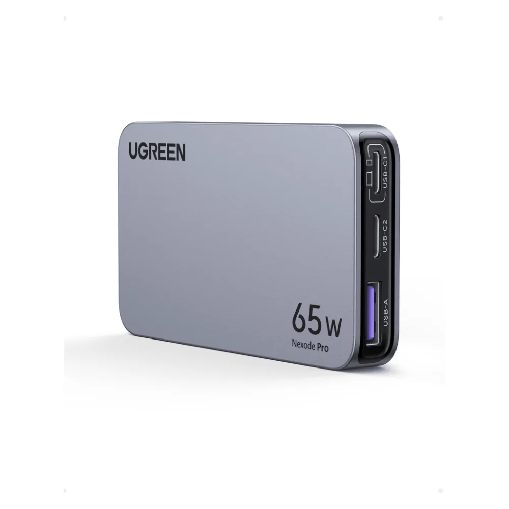 Cargador Rápido GaN 65W UGREEN / 2 Puertos USB-C + 1 Puerto USB-A / Tecnología GaN / Carga Rápida PPS PD 3.0 QC 4.0 / Compatibilidad Universal 100-240V / Diseño Compacto – vista 2