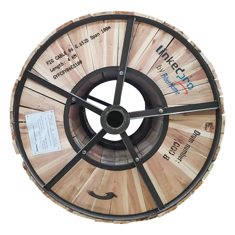 Carrete de 4 Kilómetros de Fibra Óptica Aérea Figura 8 G.652D, Monomodo de 6 Hilos, Exterior, Span 100, Loose Tube