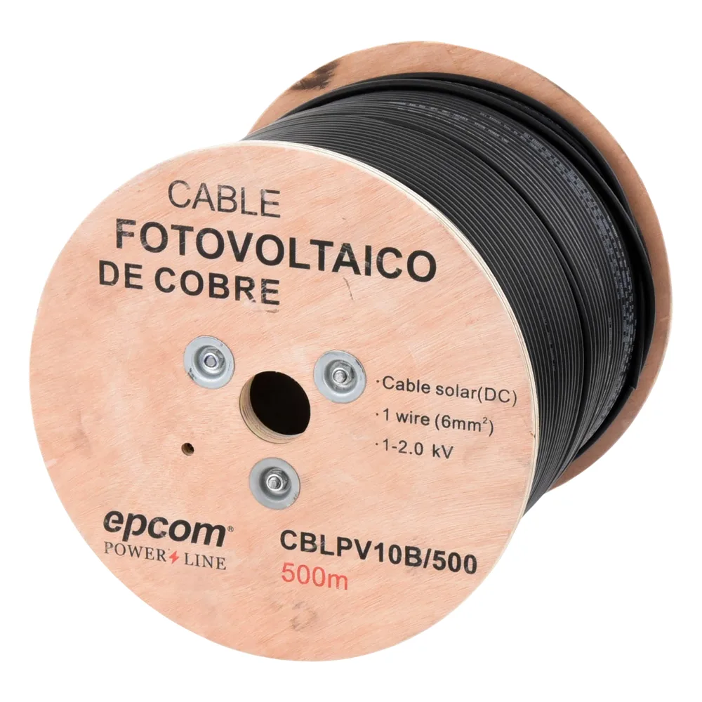 Carrete de 500 Metros / Cable Fotovoltaico Negro / 6mm² (10AWG) / Material COBRE /  2000 Vcc