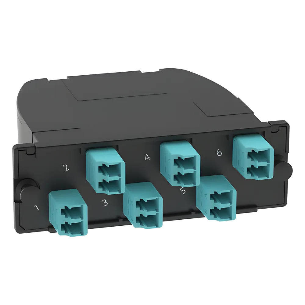 Casete OptiCom de Fibra Óptica Multimodo OM4, Con Conector MPO a 6 LC Duplex, Polaridad Método A, Pérdida de Inserción Estándar – vista 4
