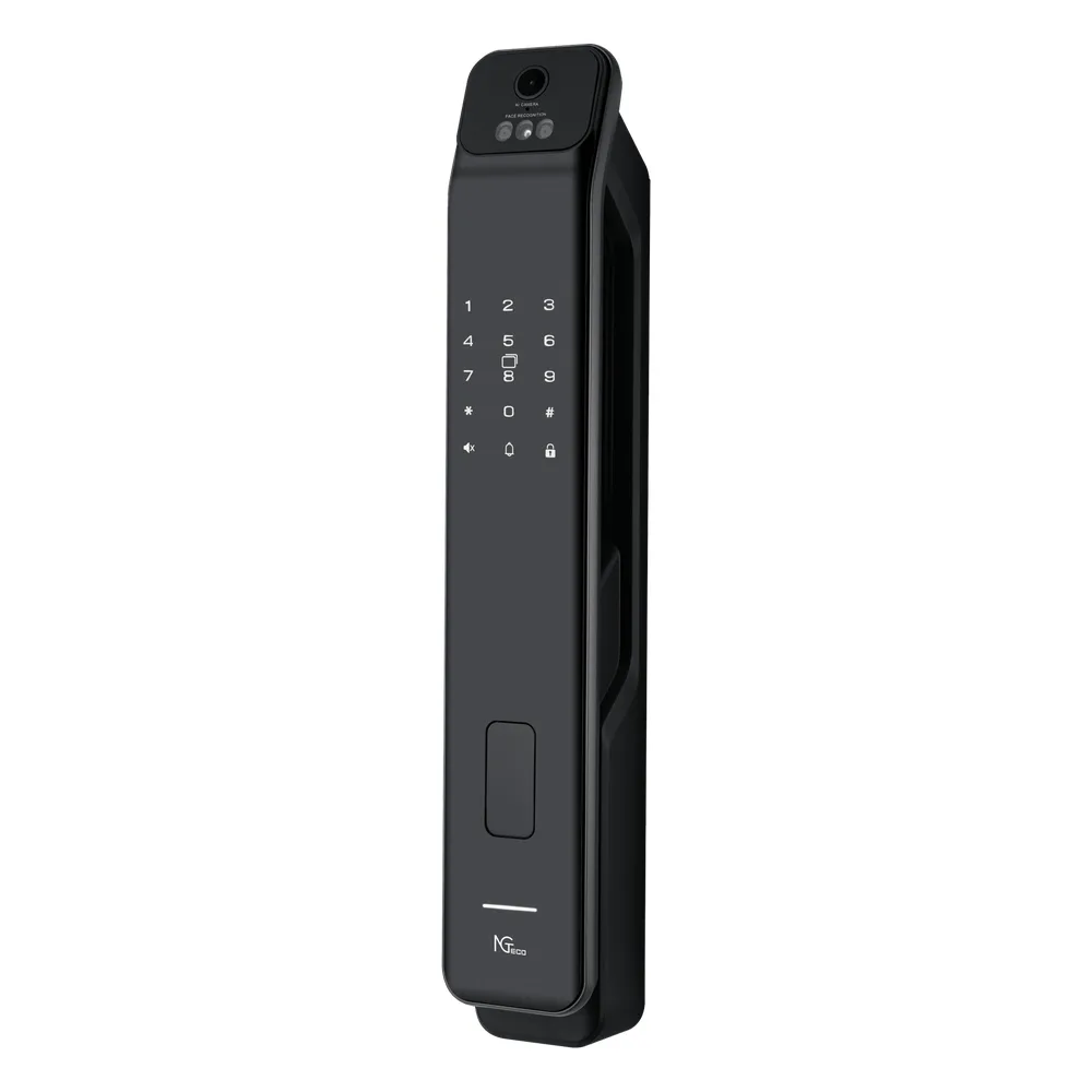 Cerradura Inteligente / Reconocimiento de Venas de la Palma / Reconocimiento Facial / Huella Dactilar / Video Intercom Bidireccional / Wi-Fi 2.4 GHz / App NGTeco Home / Auto Apertura y Cierre / Timbre Integrado / Aluminio / Puerta 45-60 mm (1.77-2.36 in) – vista 2