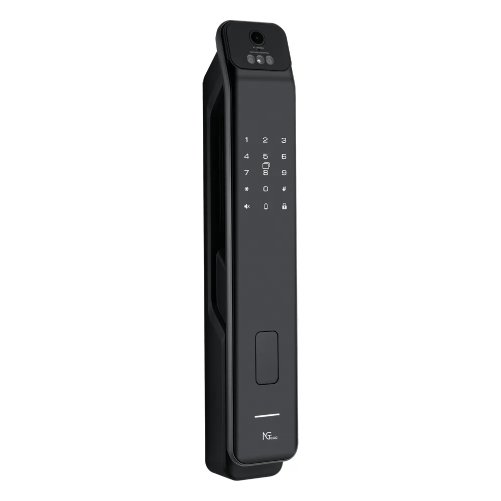 Cerradura Inteligente / Reconocimiento de Venas de la Palma / Reconocimiento Facial / Huella Dactilar / Video Intercom Bidireccional / Wi-Fi 2.4 GHz / App NGTeco Home / Auto Apertura y Cierre / Timbre Integrado / Aluminio / Puerta 45-60 mm (1.77-2.36 in) – vista 3