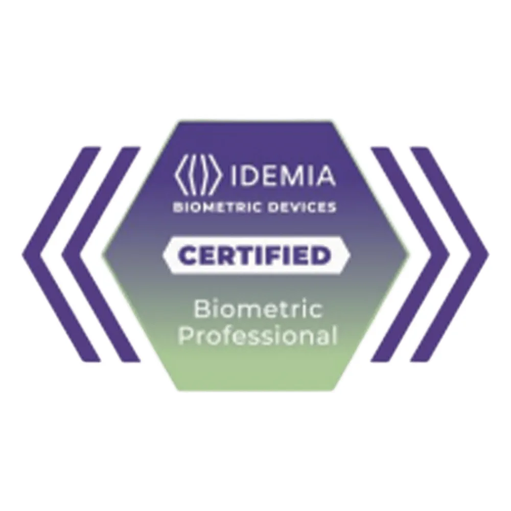Certificado Idemia Profesional Biométrico , membresía de 2 años con acceso al módulo de ventas 24/7 a la plataforma de aprendizaje de dispositivos biométricos de IDEMIA.