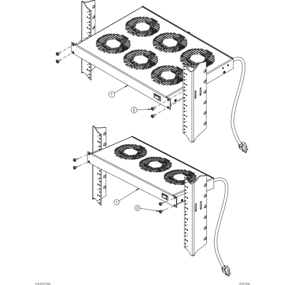 Charola con Ventiladores para Rack 19 in (48.3 cm) / 1U / 3 Ventiladores / 45W / 100-120V AC / Acero Negro RAL 9005 – vista 2